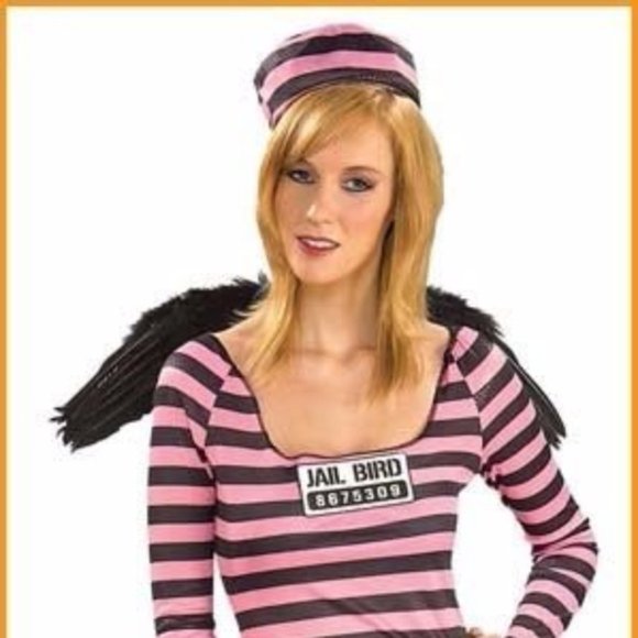 Jail Halloween Costume Criminal Convict Inmate nwt One Size Fits Most - Picture 5 of 8